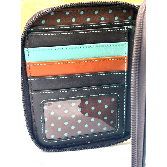 New Chala Beagle Puppy Dog Zippered Around Wallet Faux Leather Wristlet Charm - Picture 10 of 16